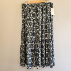 Karen Kane NWT Sand & Sky Tiered Midi Skirt Pockets Stretch Waist Drawstring